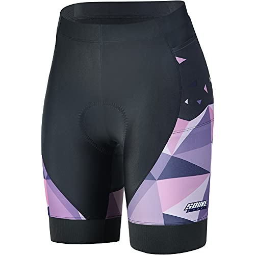 Eco-daily Womens Bike Shorts with Padding 3D Padded Bike Shorts Cycling Biking Bicycle Shorts Pockets for Women(Purple,Medium)