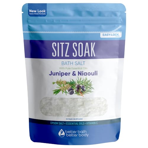 Sitz Bath Soak 2-Lbs Sitz Salt Epsom Salt Hemorrhoid Soothing with Pure Essential Oils in BPA Free Pouch with Press-Lock Seal Made in USA