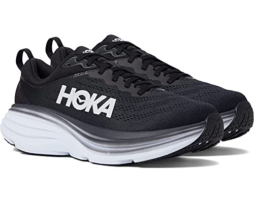 HOKA ONE ONE | Women's, Bondi 8 Road Running Sneakers (Black & White - 8)