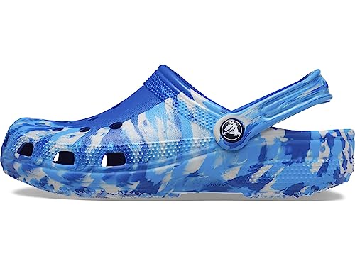 Crocs Unisex Classic Marbled Tie Dye Clog, Blue Bolt/Multi, Numeric_5 US Men