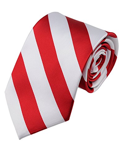NYFASHION101 Men's 3.5' Regular College Stripe Woven Tie, DS Red/White