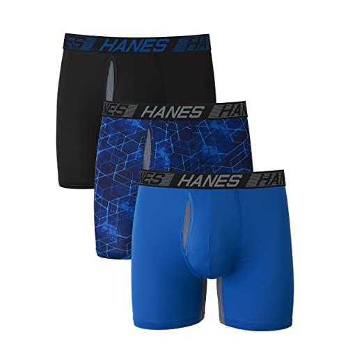 Hanes Men's X-Temp Total Support Pouch Boxer Brief, Anti-Chafing, Moisture-Wicking Underwear, Multi-Pack, Regular Leg-Marled, Medium