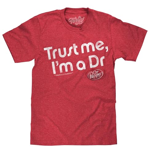 Tee Luv Men's Dr Pepper Trust Me I'm A Dr Faded Soda Logo Shirt, Red Heather, XXL