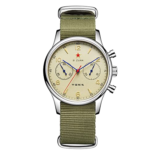 HEMUDU Mechanical Wristwatch for Men 1963 Chronograph Watch ST1901 Movement 38mm 40mm Sapphire Stainless Steel Case Pilot Military Hand-Wound Watch (40MM-Sapphire)