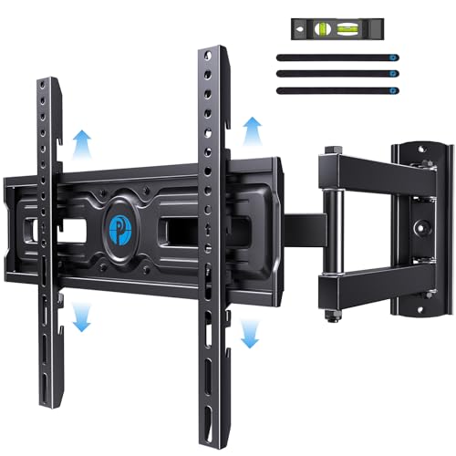 Pipishell Full Motion TV Wall Mount for Most 26-60 inch Flat & Curved TVs up to 77 lbs, Adjustable Bracket Height, Single Articulating Arm, Extension, Max VESA 400x400mm, PIMF9