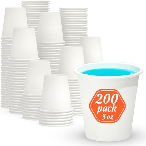 Dealusy 200 Count 3 oz Bathroom Cups, Mouthwash Cups, Leak-Free Food Safe Small Paper Cups, Disposable 3 oz Cups, Mini Cups for Bathroom