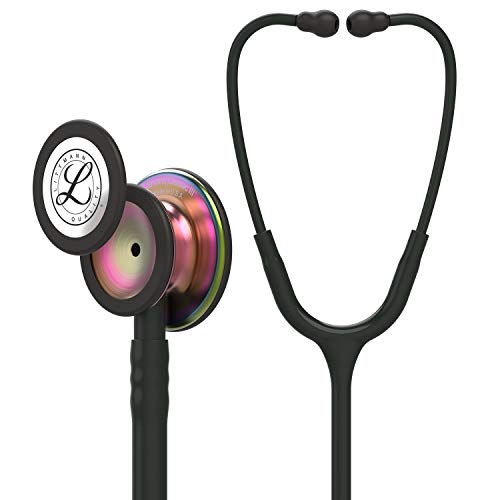 3M Littmann Classic III Monitoring Stethoscope, 5870, More Than 2X as Loud*, Weighs Less**, Stainless Steel Rainbow-Finish Chestpiece, 27' Black Tube, Stem and Headset