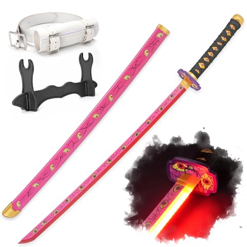 Zisu Light Up Demon Slayer Sword - 40-Inch Katana with Rechargeable Battery - Full Kit with Sword Stand and Belt - Authentic Cosplay Replica for Kokushibou