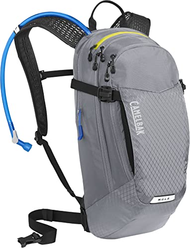 CamelBak M.U.L.E. 12 Mountain Biking Hydration Pack - Easy Refilling Hydration Backpack - Magnetic Tube Trap - 100oz, Gunmetal/Lime