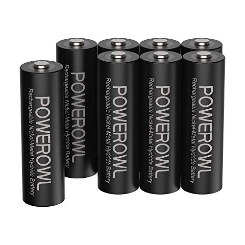 POWEROWL Rechargeable AA Batteries,2800mAh High Capacity Batteries 1.2V NiMH Low Self Discharge Pack of 8