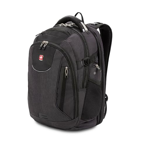 SwissGear 5358 ScanSmart Laptop Backpack, Fits 16 Inch Laptop, USB Charging Port, Heather Grey