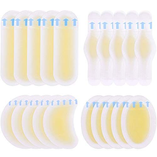 Blister Pads Bandages Blister Gel Guard Waterproof Blister Prevention Cushions for Fingers Toes Forefoot and Heel (20 Pieces)
