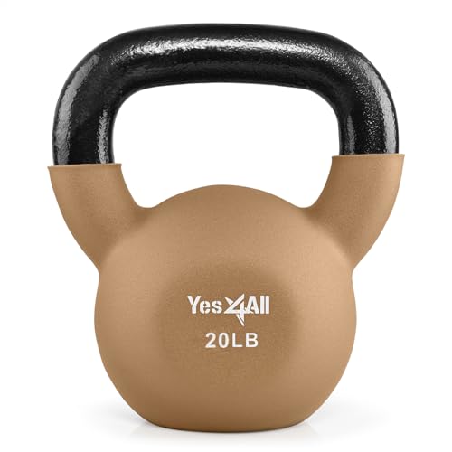Yes4All Neoprene Coated & Kettlebell Sets - Hand Weights for Home Gym & Dumbbell Weight Set training 20 lb