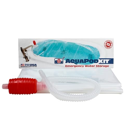 AquaPod Kit 2.0 - Bathtub Bladder BPA free and Made in USA! Water Storage Bladder, Hurricane Survival (65 gallons of water – larger tubs can hold up to 100 gallons of water)