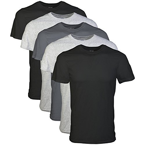 Gildan Men's Crew T-Shirts, Multipack, Style G1100, Black/Sport Grey/Charcoal (5-Pack), Small