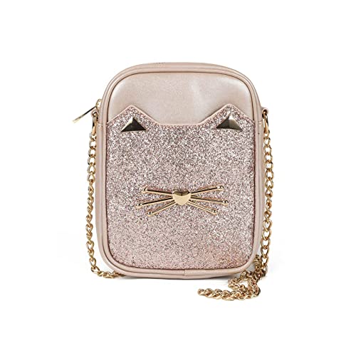 Cute Crossbody Purse for Teen Girls Sparkly Cat Purse and Small Crossbody Bags for Women Gift with Chain Strap