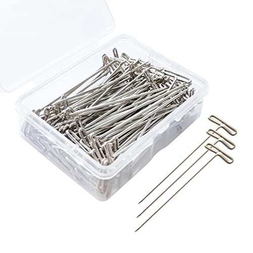 T Pins, 50 Pack 2 inch T-Pins, T Pins for Blocking Knitting, Wig Pins, T Pins for Wigs, Wig Pins for Foam Head, T Pins for Sewing, Wig T Pins, Blocking Pins, T Pins for Office Wall 2 inch/ 53 mm