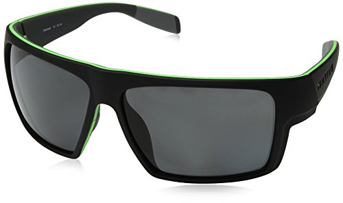 Native Eyewear Eldo Rectangular Sunglasses, Matte Black/Lime/Dark Grey Polarized, 62 mm