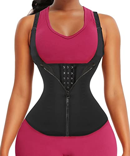GainKee Waist Wrainer Vest for Women Waist Trainer with Straps Neoprene Worked Out XS Waist Trainer for Women (Vest) Black