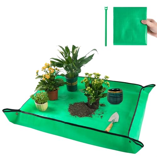 Onlysuki 39.5' X 31.5' Large Repotting Mat for Indoor Plant Transplanting and Dirt Control - Portable Potting Tray for Gardening Lovers