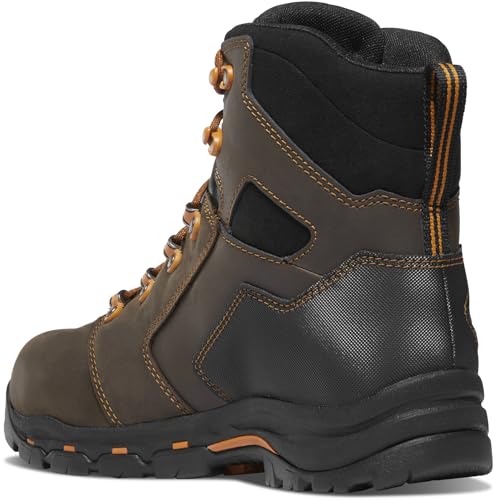 Danner Vicious 6” Composite Toe Work Boots for Men - Watwerproof Leather with Breathable Gore-Tex Lining, Speed Lace System & Non Slip Heeled Outsole, Brown/Orange - 10.5 D