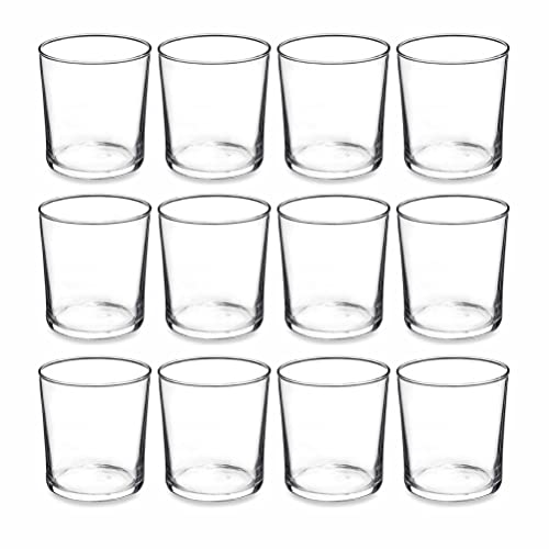 PMLAND Clear Glass Votive Candle Tealight Holders - Bulk Pack of 12