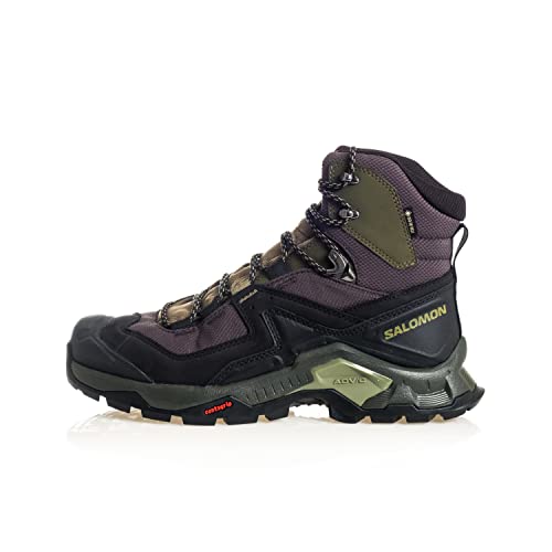 Salomon Men's QUEST ELEMENT GORE-TEX Leather Hiking Boots for Men, Black / Deep Lichen Green / Olive Night, 10.5