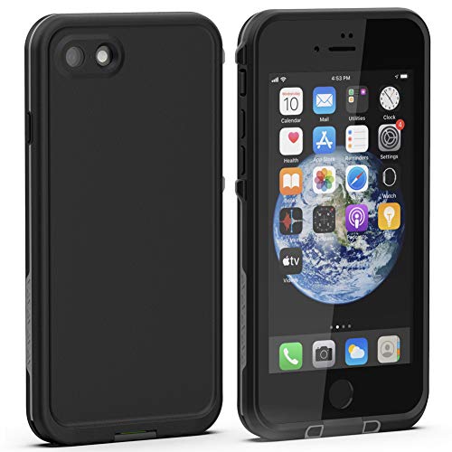 Diverbox Waterproof iPhone SE 2020 / 8 Case, IP68 Full-Body Sturdy, Built-in Screen Protector, Shockproof 4.7' Cover - Black