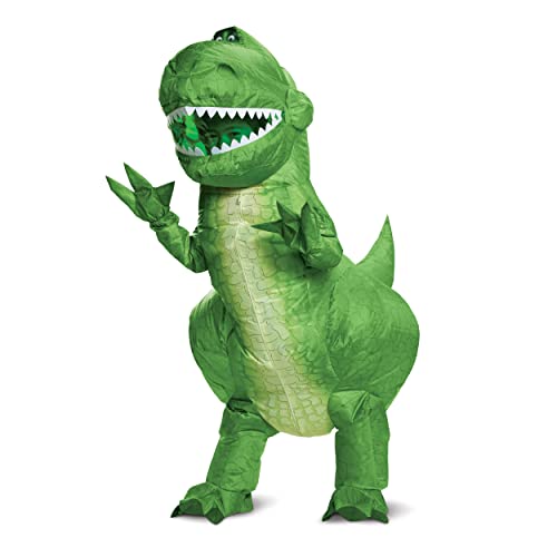 Disguise Rex Inflatable Costume for Kids, Official Disney Toy Story Inflatable T Rex Costume with Fan, Child Size Up to 7-8, Green