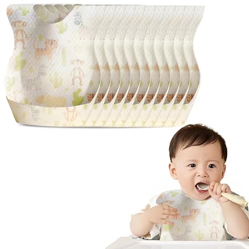AiQiaoXin 30PCS Baby Disposable Bibs-Individually Packaged,Soft, Leak Proof and Convenient, Suitable for Infants, Feeding, Traveling (Animals pattern)
