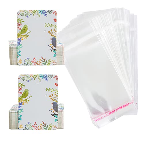 2' x 2.5' Leaf Earring Display Cards With Bags Necklace Display Cards Sets Earring Packing Holder Cards With bags Jewelry Packing For Earring Necklace Jewelry Packing 100Pack Paper 100Pack Bags