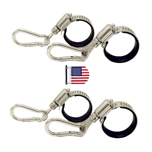Flagpole Clip with Carabiner for Rope Loop Flagpole Bracket Stainless Steel Flagpole Clip Bracket for All Vehicle, Boat, House, Garden Flagpole; A Good Helper To Organize Cable Hose Pipes -4PS