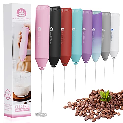 Powerful Milk Frother Handheld Foam Maker, Mini Whisk Drink Mixer for Coffee, Cappuccino, Latte, Matcha, Hot Chocolate, No Stand, Pink