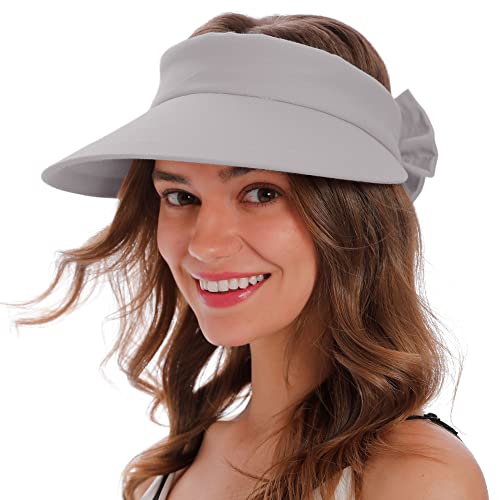Simplicity Women Visor UPF 50+ UV Protection Golf Visor Womens Wide Brim Beach Sun Hat for Women,Grey