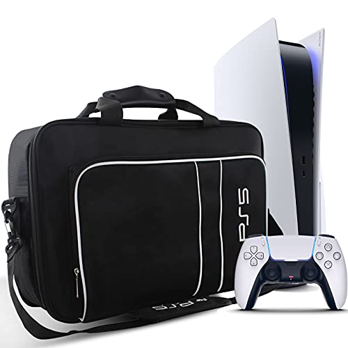 Carrying Case for PS5, Travel Bag Storage Case Compatible with Play Station 5 Console Disc/Digital Edition, Protective Shoulder Bag for PS5 Console, Controllers, Game Cards, HDMI and Accessories Case