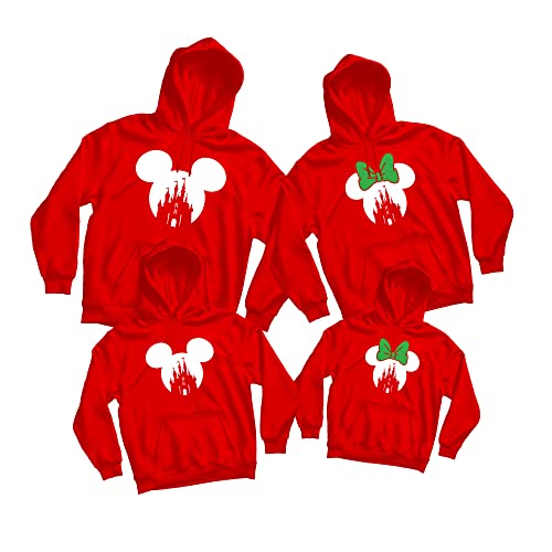Natural Underwear Family Matching Mickey Minnie Family Vacation Magic Kingdom Men Women Youth Kids Hooded Sweatshirts Christmas Sweater Cotton Hoodies Vibrant Color Design Red Men Large