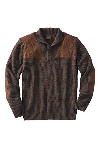 Boulder Creek by Kingsize Men's Big & Tall Patch Sweater with Mock Neck - Big - 7XL, Brown