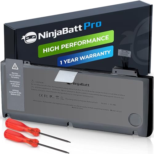 NinjaBatt Battery A1278 A1322 for Apple MacBook Pro 13'' [Mid 2012 2010 2009 Early 2011 Late 2011] - High Performance [76.56Wh/11.6Vv]