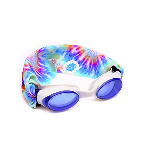 SPLASH SWIM GOGGLES with Fabric Strap - Fun & Comfortable - Adult & Kids Swim Goggles - Won't Pull Your Hair - High Visibility Anti-Fog Lenses - Tie Dye Goggles for Swimming