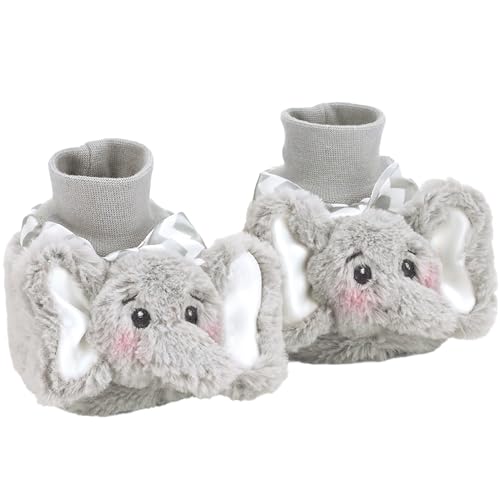 Bearington Baby Lil’ Spout Plush Stuffed Animal Gray Elephant Sock Top Slipper Booties