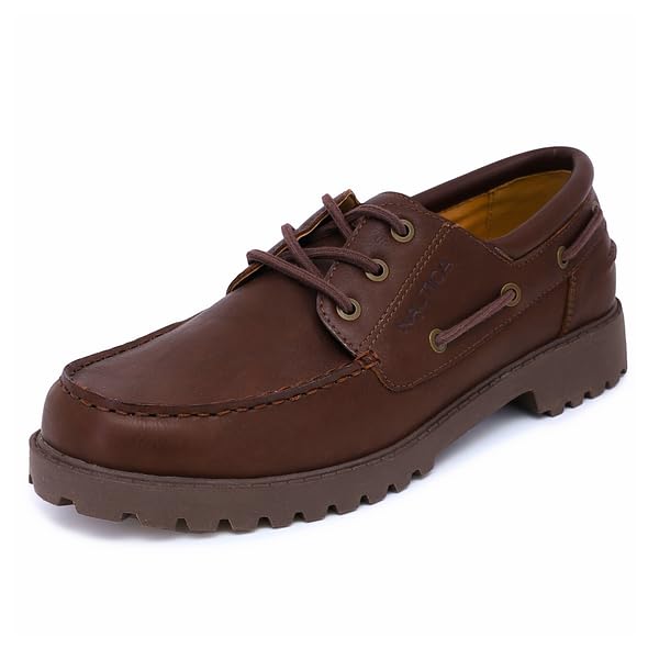 Nautica Men's Dress Boat Shoe, Casual Loafer Lace-Up Fashion Sneaker with Cushioned Insole – Comfortable, Lightweight and Durable - Motzer-Cognac-10