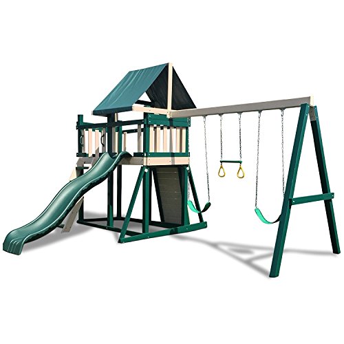 Congo Monkey Playsystem #1 with Swing Beam - Green and Sand Low Maintenance Play Set - Made in The USA - Polymer Coated Playset