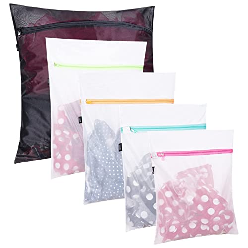 Set of 5 Mesh Laundry Bags-1 Extra Large, 2 Large & Medium for Blouse, Hosiery, Stocking, Underwear, Bra Lingerie, Travel