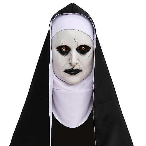 ZDOVLZZPON Halloween Nun Full Head Latex Mask For Scary Party Cosplay Mens Masquerade