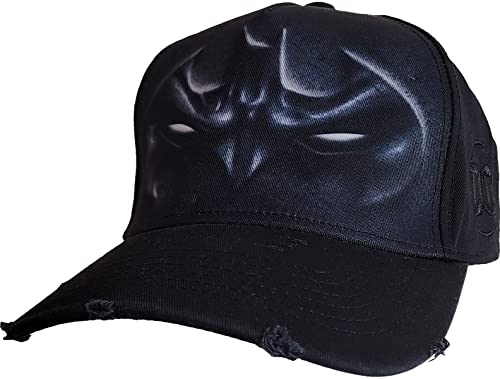 Spiral - Batman Eyes Logo - Baseball Caps Distressed with Metal Clasp - L Black