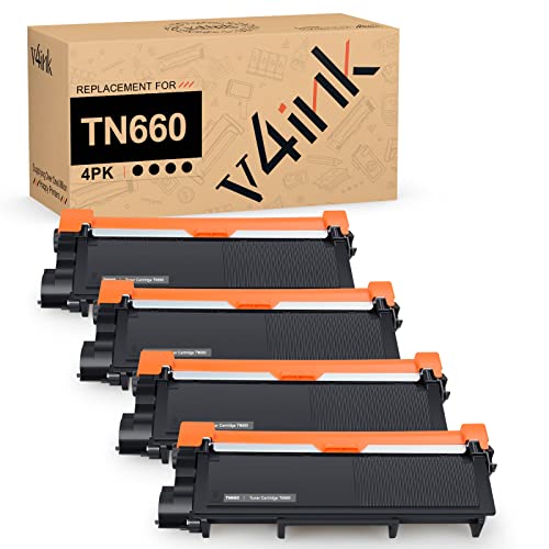 v4ink 4PK Compatible TN-660 Toner Replacement for Brother TN660 TN630 Toner Cartridge Black Ink for Brother MFC-L2700DW MFC-2740DW HL-L2300D L2320D L2340DW L2360DW L2380DW DCP L2540DW L2520DW Printer