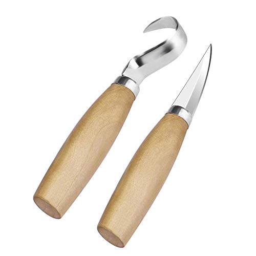 Wood Carving Hook Knife and Sloyd Knife for Carving/Whittling/roughing - for Carving Spoons, Bowls, kuska, and Cups. Right Handed- Great for Beginners and Professionals - Crooked Knife