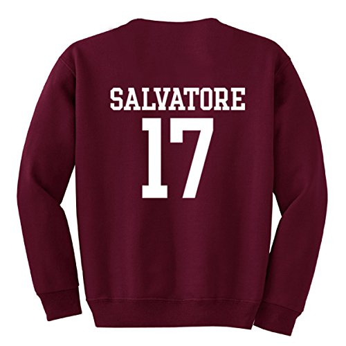 Mars NY Unisex Vampire Diaries Mystic Falls Salvatore 17 Sweatshirt (Medium) Maroon