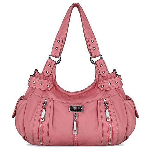Scarleton Purses for Women Large Hobo Bags Washed Vegan Leather Shoulder Bag Satchel Tote Top Handle Handbags, H129205, Pink
