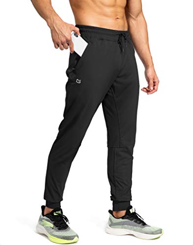G Gradual Men's Sweatpants with Zipper Pockets Athletic Pants Traning Track Pants Joggers for Men Soccer, Running, Workout(Black,M)